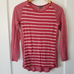 Vince Linen Knit Long Sleeve Red Striped S…
